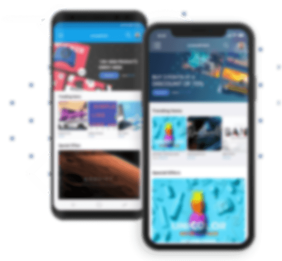 Two iphones displaying two different apps.
